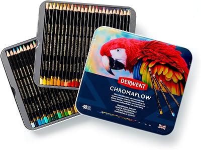 Derwent Chromaflow Pencils 48 Set in Tin 3.5mm Core Premium, Blendable