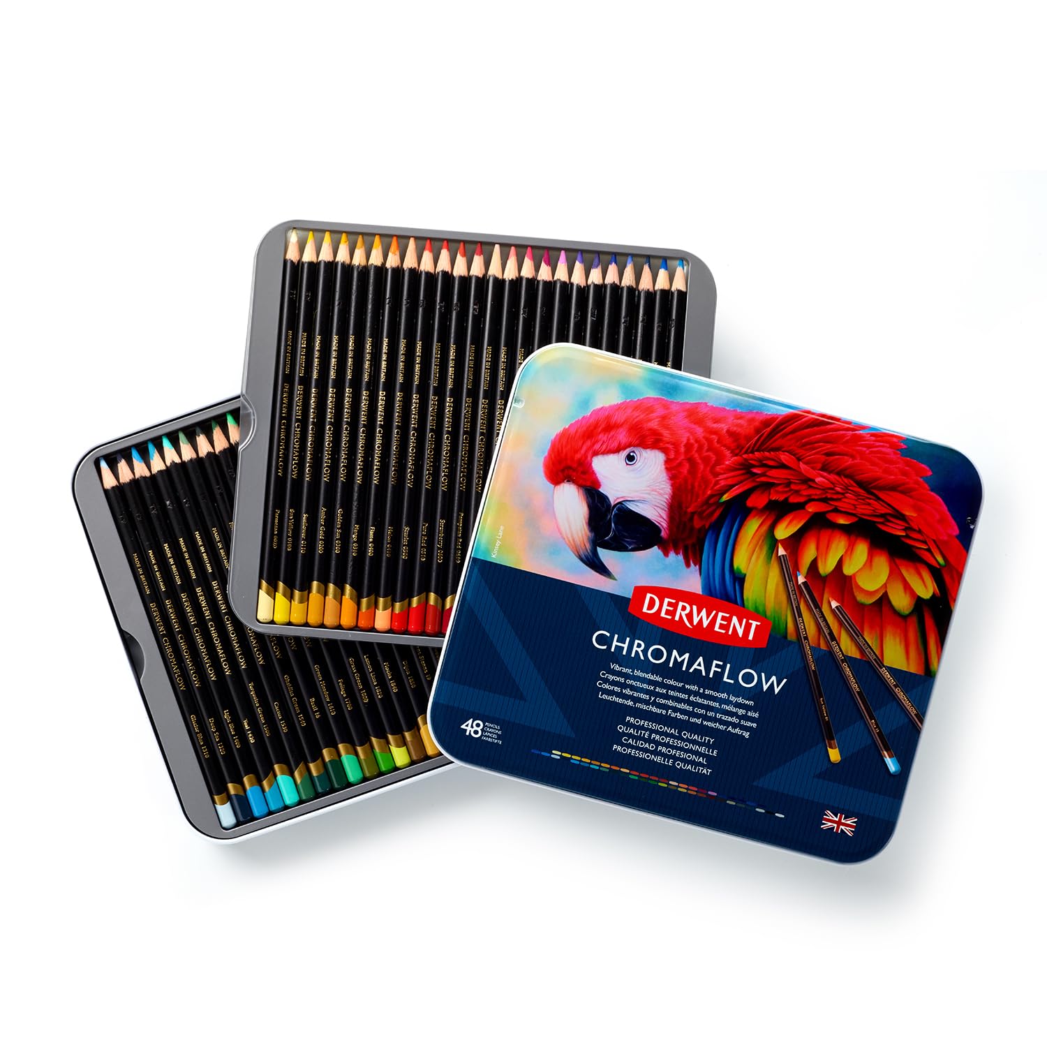Photo 1 of Derwent Chromaflow Colored Pencils Tin, Set of 48, Great for Holiday Gifts, 4mm Wide Core, Multicolor, Smooth Texture, Art Supplies for Drawing, Blending, Sketching, Professional Quality (2306013)