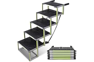 Dog Stairs for Large Dogs PRIORPET - Glow in The Dark Marking - Foldable Dog ramp for Car Medium Size and SUV - Dog Steps for Car - Non-Slip Surface - Dog Steps for Large Dog- 5 Steps