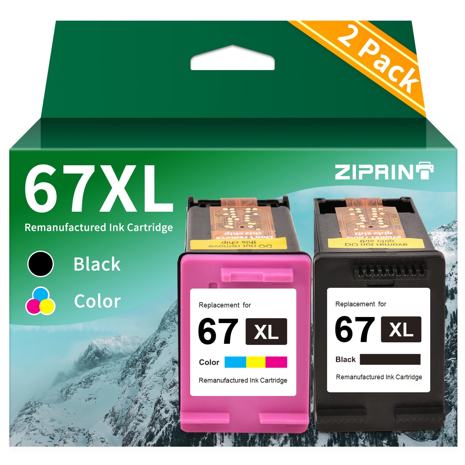 Photo 1 of ZIPRINT 67XL Ink Cartridges Black Color Combo Pack Remanufactured for Hp Printer Ink Hp 67 for DeskJet 2700 2700e 2755 2755e 4155e 4100 for Envy 6000 6055e 6400 6455e Printer