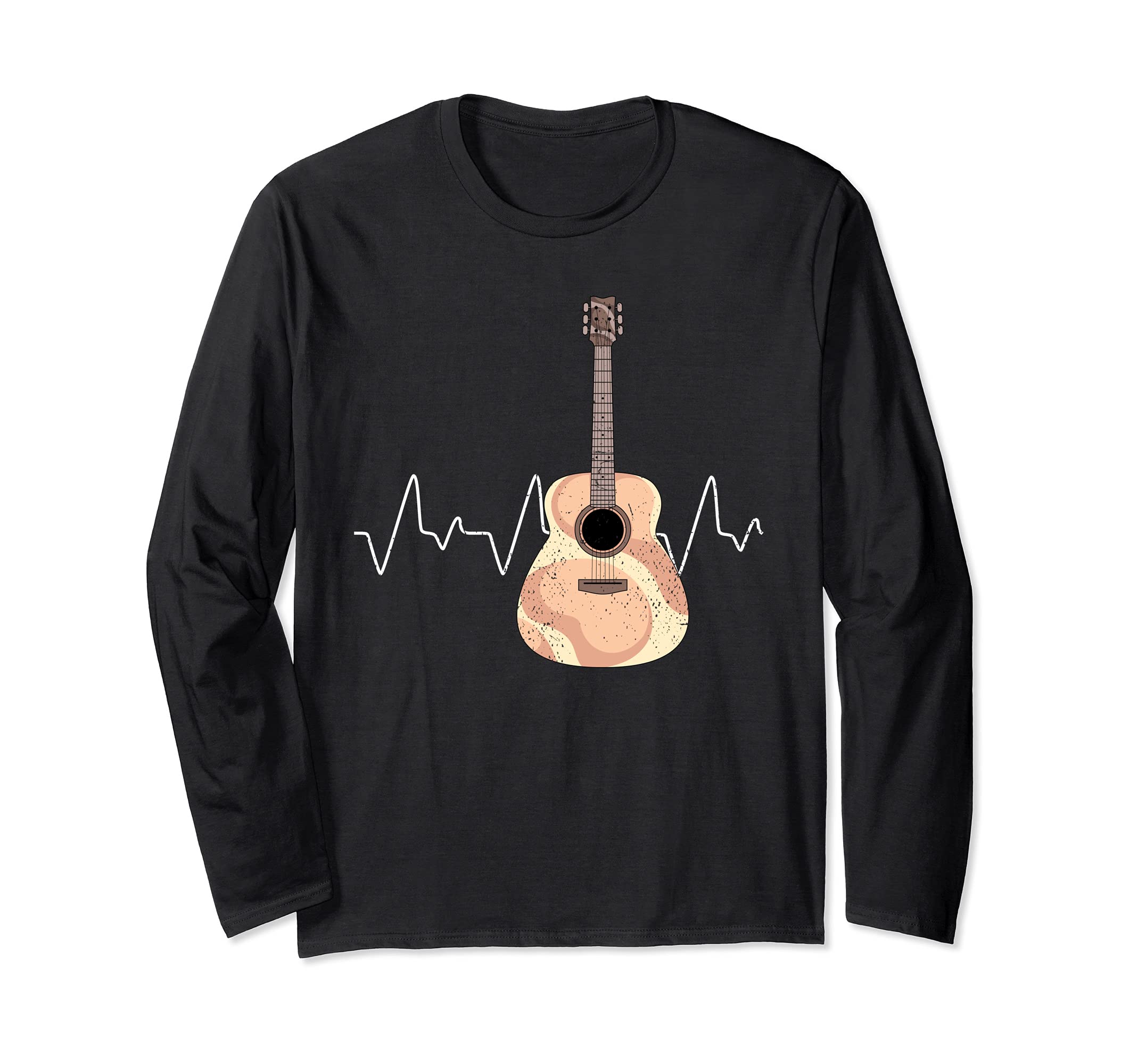 Guitarist Heartbeat Acoustic Guitar Player Musician Guitar Long Sleeve T-Shirt — image 1
