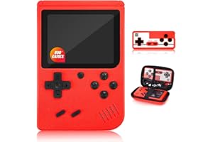 TOMEGAVT Handheld Game Console with Classical Retro Single and 2 Players, 3.0 Inch Kids Screen Portable Retro Video Game Console Support TV Connection(Red 800 Games)