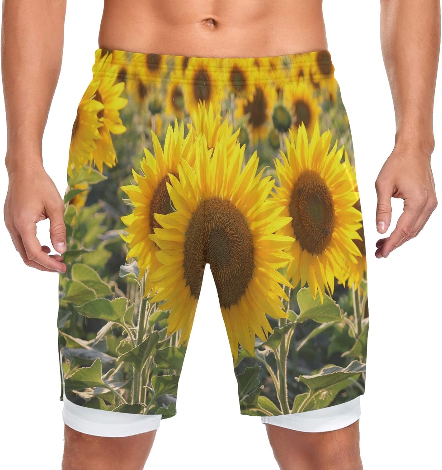 Mnsruu Yellow Sunflower Field Floral Blossom Men�s Shorts