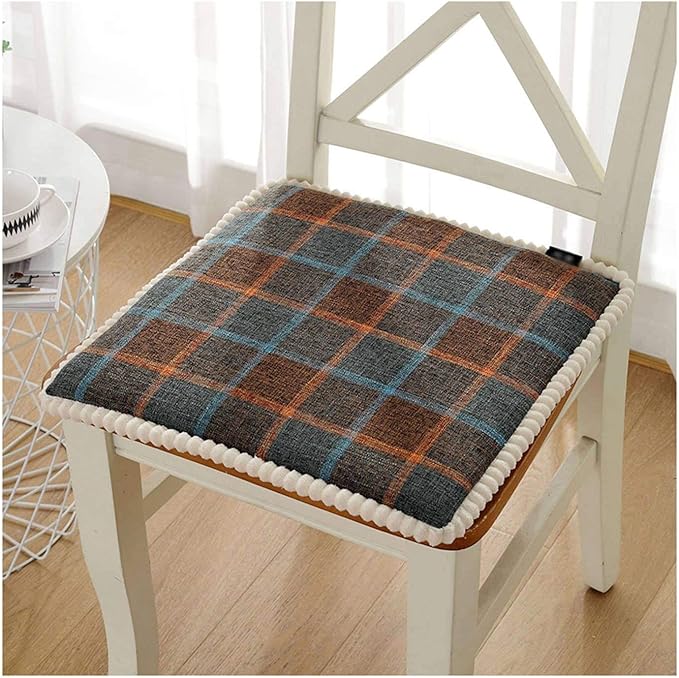 JLWM Cojín para Silla Algodón Lino, A Cuadros Enrejado Cuadrícula