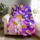Galaxy Taco Cat Fleece Throw Blanket 50 x 60 inches for Couch Sofa Bed,Super Soft Cozy Plush Microfiber Flannel Blanket Lightweight for Women, Men and Kids