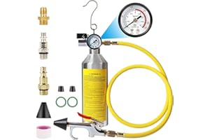 AC Flush Kit for Auto & Home AC Systems - Air Conditioning Cleaning Tool Set with Pressure Gauge, Nylon Hose & Stainless Cani