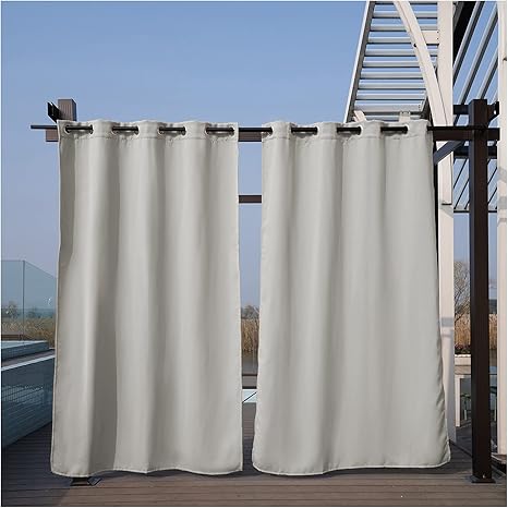 Amazon Co Jp 防水屋外カーテン ブラックアウトパーゴラカーテン ポーチ パーゴラ ヤード用ガーデンテラスガゼボ日焼け止めドアカーテン 53 85インチ 1個 ホーム キッチン
