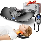 Hybodies Multi-Function Cervical Traction Device, Neck Stretcher Massager with Dynamic Stretching, Heat Therapy and 3 Mode Electrotherapy for Neck Pain Relief, 104 to 122℉, Easy to Use at Home