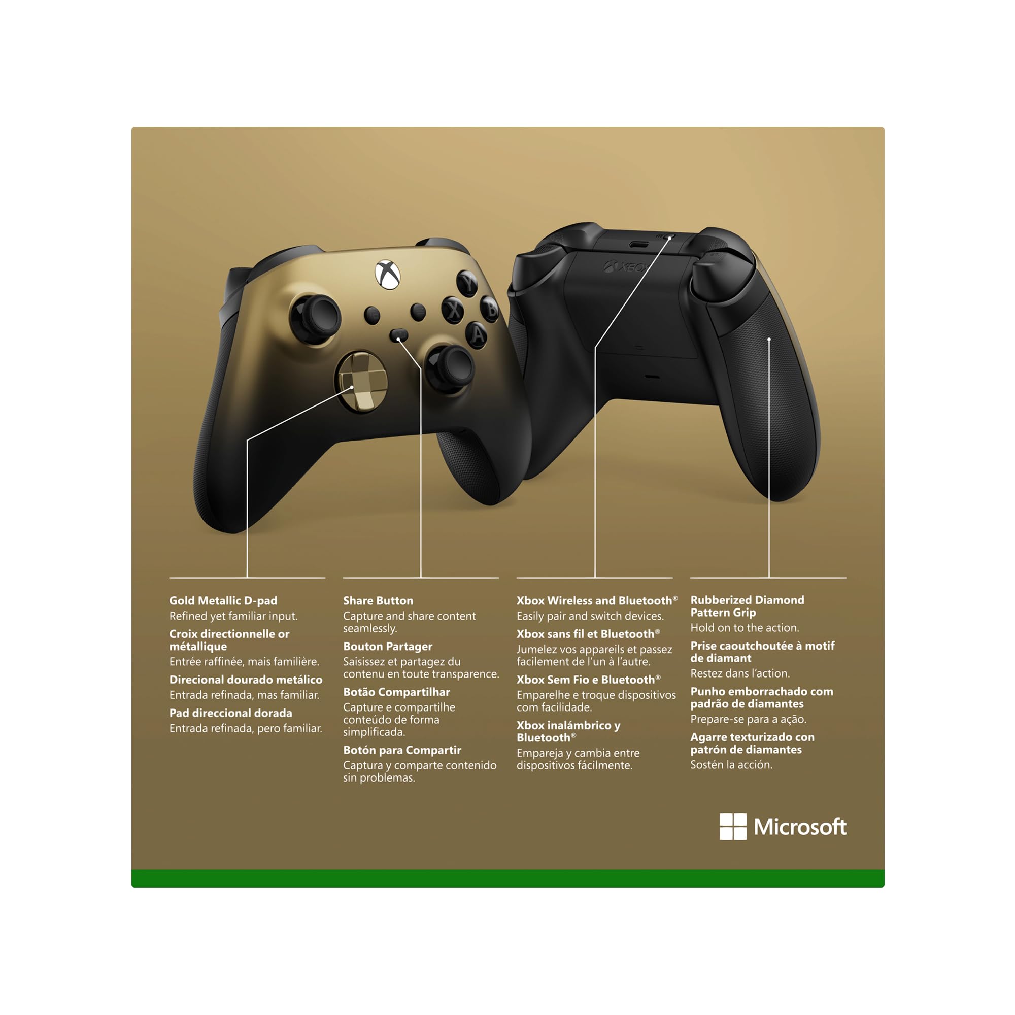 Xbox Special Edition Wireless Gaming Controller – Gold Shadow – Xbox Series X|S, Xbox One, Windows PC, Android, and iOS