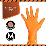 JFA Medical Nitrile Gloves Heavy Duty Orange Diamond Grip Medium Box of 50 view 4