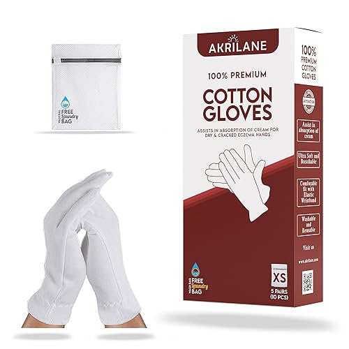 XS Extra Small Pairs 100% Premium Cotton Gloves for Dry Hands