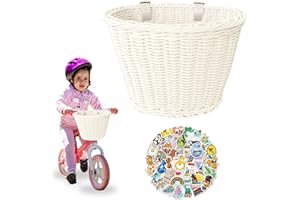Aikolesa Kid Bike Basket, Girls Bike Basket Front Kids Handlebar, Mini Handlebar Storage Bicycle Basket fits Most Bikes, Beach Cruiser, Stationary Bike, Ebike, Road Bike