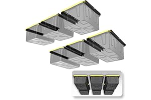 Koova Heavy-Duty Overhead Garage Storage Rack for 6 Bins. Adjustable Width, 240lb Capacity. DIY Safe Mount, Easy Install. Fits 27-Gallon Totes. USA Made Pro-Grade Steel. Space Saving Organizer