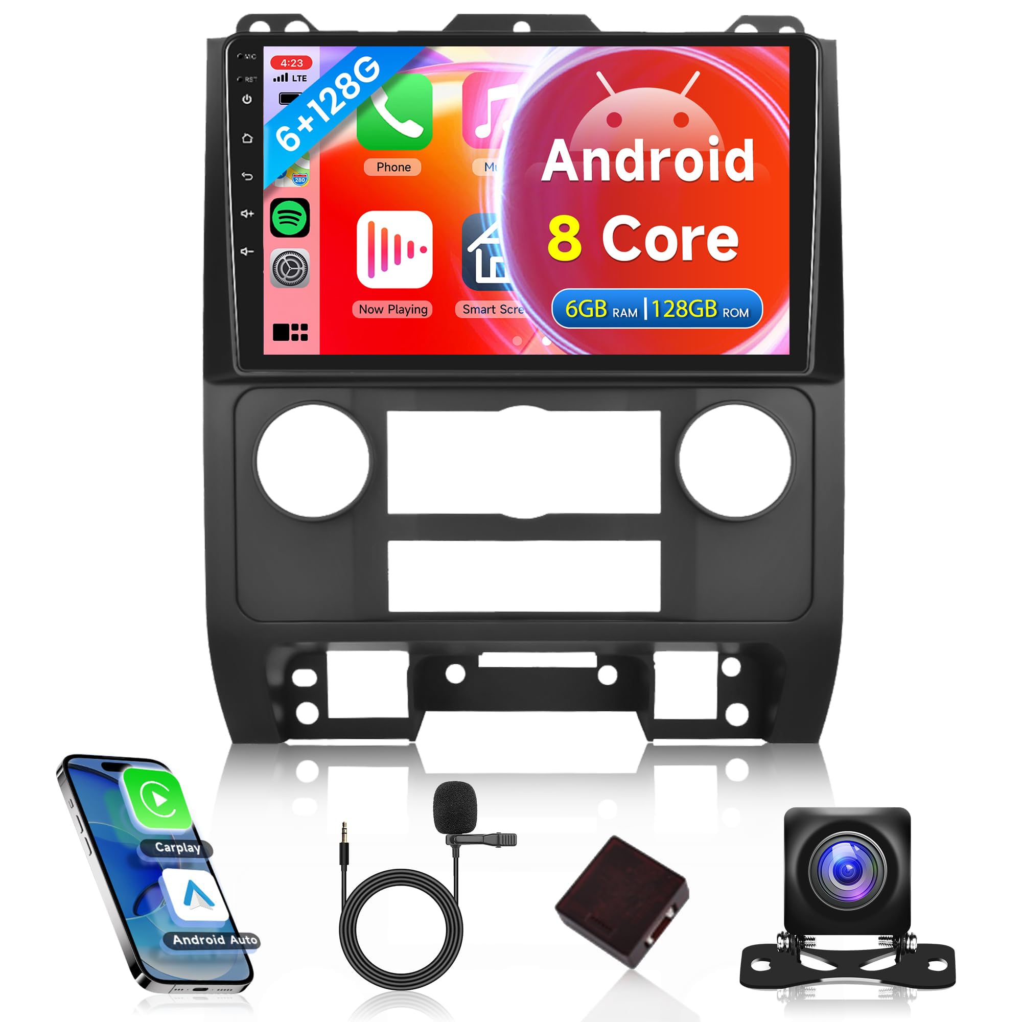 Photo 1 of 8Core 6G+128G Car Radio for Ford Escape 2007-2012/Mazda Tribute 2007-2012, Rimoody Android 15 Car Stereo Carplay Android auto 9 Inch Touch Screen GPS Navigation WiFi DSP Bluetooth FM + Backup Camera
