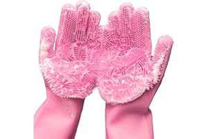 Yinceber Silicone Dishwashing Gloves, Pet Grooming Rubber Scrubbing Gloves, Sponge Cleaning Brush for Housework, Cars, Dogs