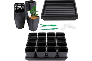 2.7 inch Square Nursery Pots 80 Pcs with 5 Pcs Plastic Seed Starting Trays, Reusable Plant Propagation Starter Kit Square See