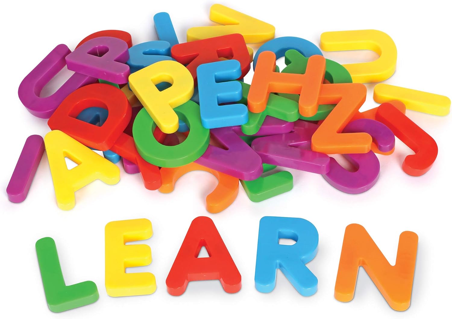 Learning Resources Jumbo Magnetic Uppercase Letters, ABCs, Early Letter Recognition, 40-Pieces, Assorted Colors, Ages 3+: Office Products