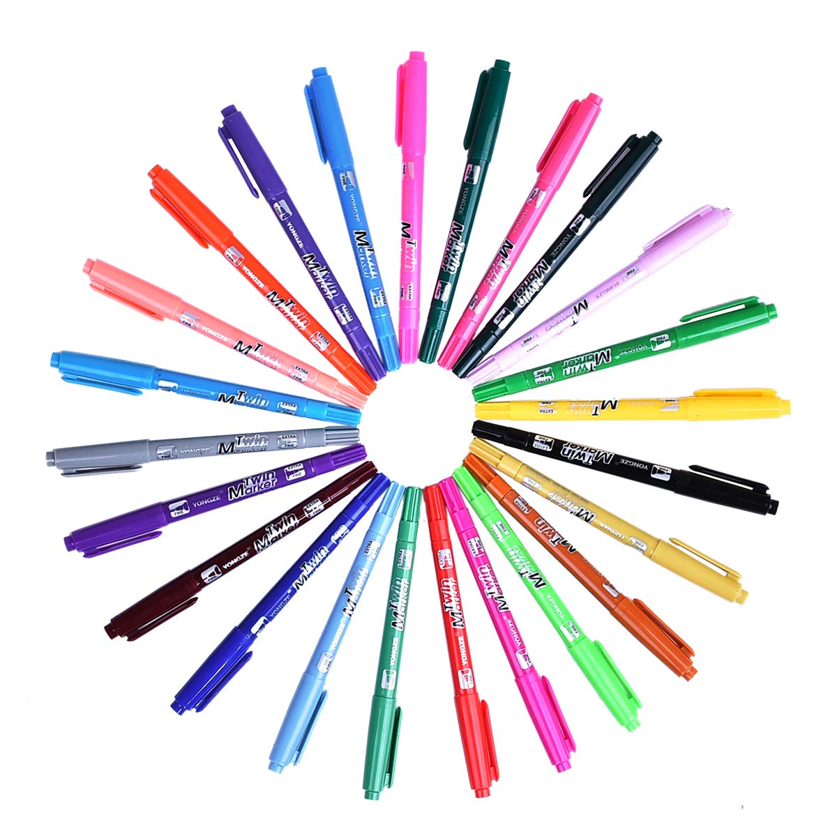 Art Markers Dual Tips Coloring Fineliner Pens, 24 Colors of Water Based Marker for Calligraphy Drawing Sketching Coloring Book Bullet Journal