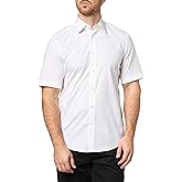 BOSS, Stretch Poplin Short Sleeve Button Down Shirt, Powder White, 15.5