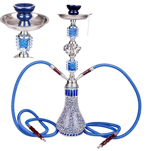 title=NOVESTE Shisha Narghile 55cm con 2 tubo Blu Blue