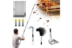 13ft Gutter Cleaning Tools from Ground, No Ladder Needed, 3-in-1 Gutter Cleaner Pole with Replaceable Brush Shovel Scraper, 1
