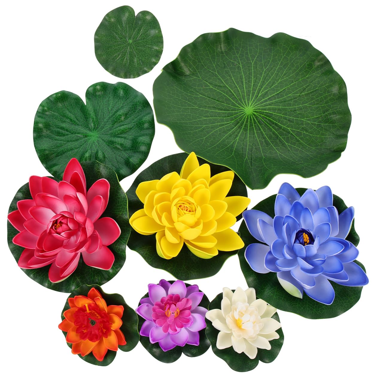 RORPOIR Simulated Floating Lotus Artificial Water Lily Decorative Pads for Garden Pond Aquarium Realistic Simulation Plant Decor Set of 9 11 Inch Diameter