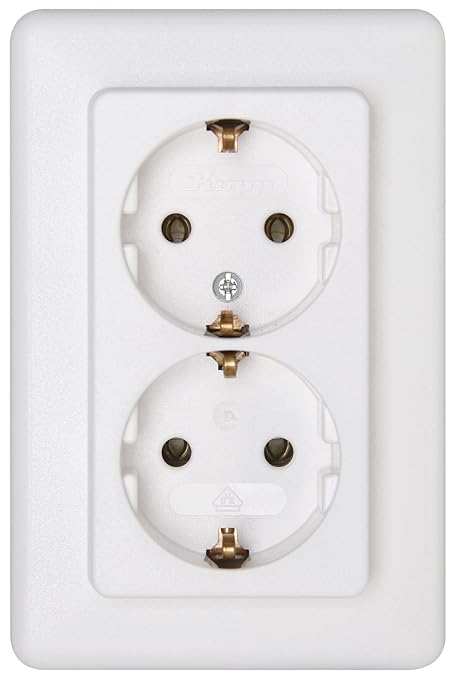 Kopp 912613066 Europa Schutzkontakt-Steckdose, 2-fach mit erhöhtem Berührungsschutz