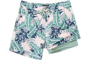 SURF CUZ Mens Swim Trunks with Compression Liner Swimming Trunks 5 Inch Bathing Suit Quick Dry Swim Shorts