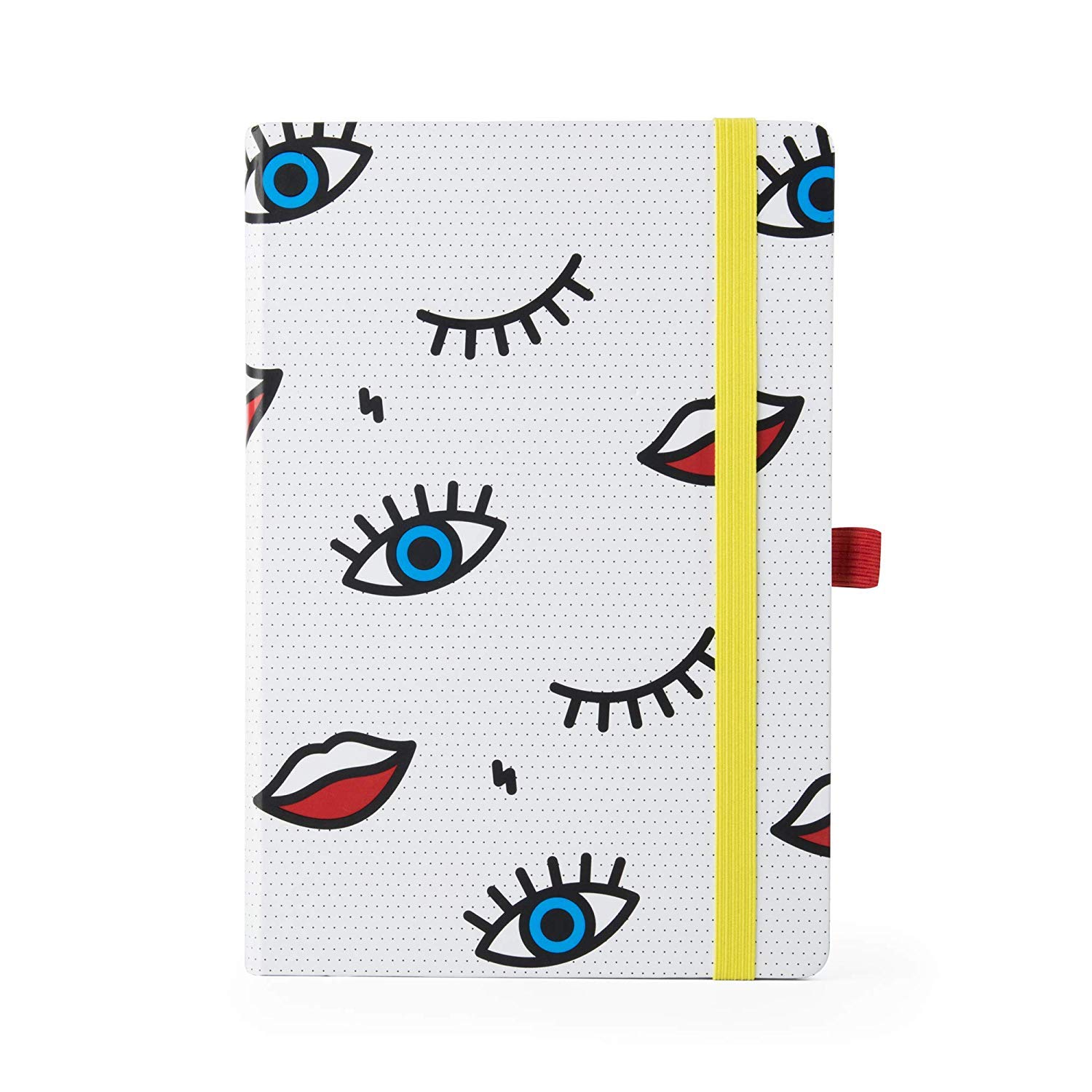 Mustard A5 Hard Cover Wink Notebook, Dot Grid Pages, Elastic Closure, Pen Holder, M16154