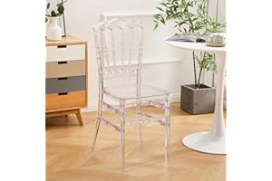 TAO ONE Clear Napoleon Chair, Clear Acrylic Chair, Modern Plastic Dining Chairs, Armless Transparent Crystal Chairs for Weddi