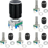 QSYZAIL 6 Pcs EC11 Rotary Encoder with Push Button 5 Pins 360 Degree Code Switch and Knob Cap Compatible with for Arduino