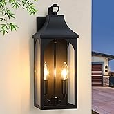 pasentel 17" Outdoor Wall Light Fixture, 2-Light Sand Black Exterior Light Fixture, Waterproof Porch Lighting for House, Farm