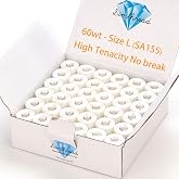 Simthread 144pcs Size L SA155 60WT Prewound Bobbin Thread - White | 60WT(70D/2), Plastic Sided Prewound Bobbin, For Husqvarna Viking Pfaff Creative Vision Embroidery Sewing Machine