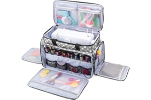 LUXJA Sewing Machine Case with Removable Padding Pad, Travel Case for Sewing Machine and Accessories (Fit for Most Standard Sewing Machines), Gray Dots (Bag Only)