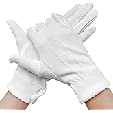 OWMOSYX White Cotton Parade Gloves with Snap Cuff, Non-Slip Honor Guard Gloves for Men Women
