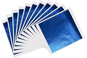 KINNO Blue Gold Leaf Sheets, 8cm Gilding Gold Foil for Paintings, Arts Crafts, Nail Deco, Furniture, Home Decoration