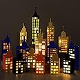 Kolldenn 15 Pcs Hero Party Favor Boxes Skyscraper 3D City Box Skyline Buildings Heroes Candy Goodies Boxes Hero Theme Centerpiece Decorations Birthday Party Supplies(Classic Color)