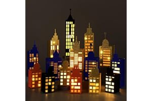 Kolldenn 15 Pcs Hero Party Favor Boxes Skyscraper 3D City Box Skyline Buildings Heroes Candy Goodies Boxes Hero Theme Centerpiece Decorations Birthday Party Supplies(Classic Color)