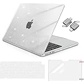 MOSISO Compatible with MacBook Air 13 inch Case 2026 2025 2024-2022 M4 A3240 M3 A3113 M2 A2681, Glitter Sparkly Hard Shell&Keyboard Skin&Screen Film&Type C for MacBook Air 13.6 inch Case, Transparent