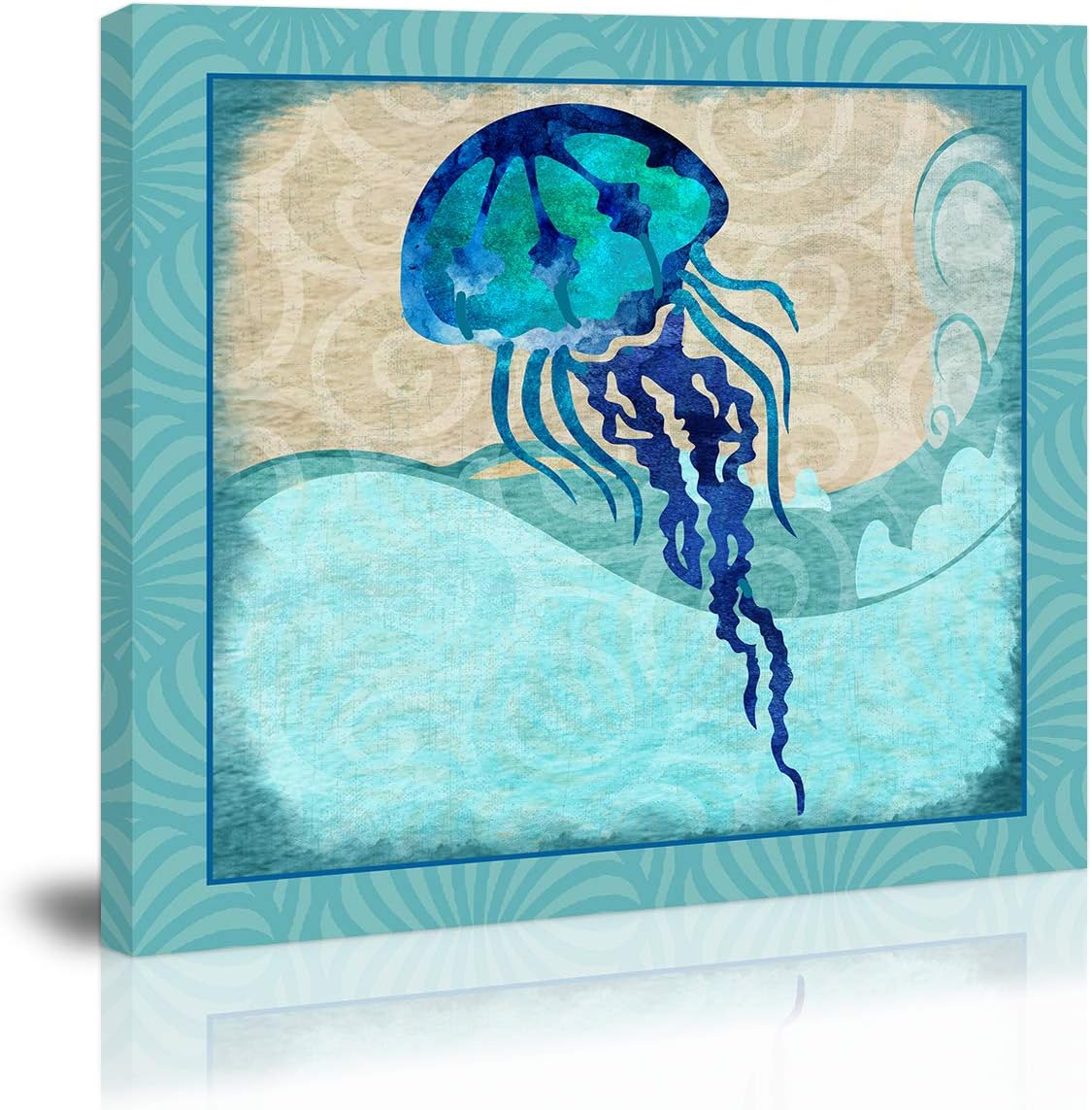 Blue Jellyfish Wall Art Decor Canvas Painting Kitchen