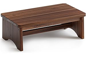 FANATU Extra Wide 26in Wooden Step Stool, Heavy Duty One Step Stool for Adults and Seniors, Holds Up to 550 lbs, Reinforced C