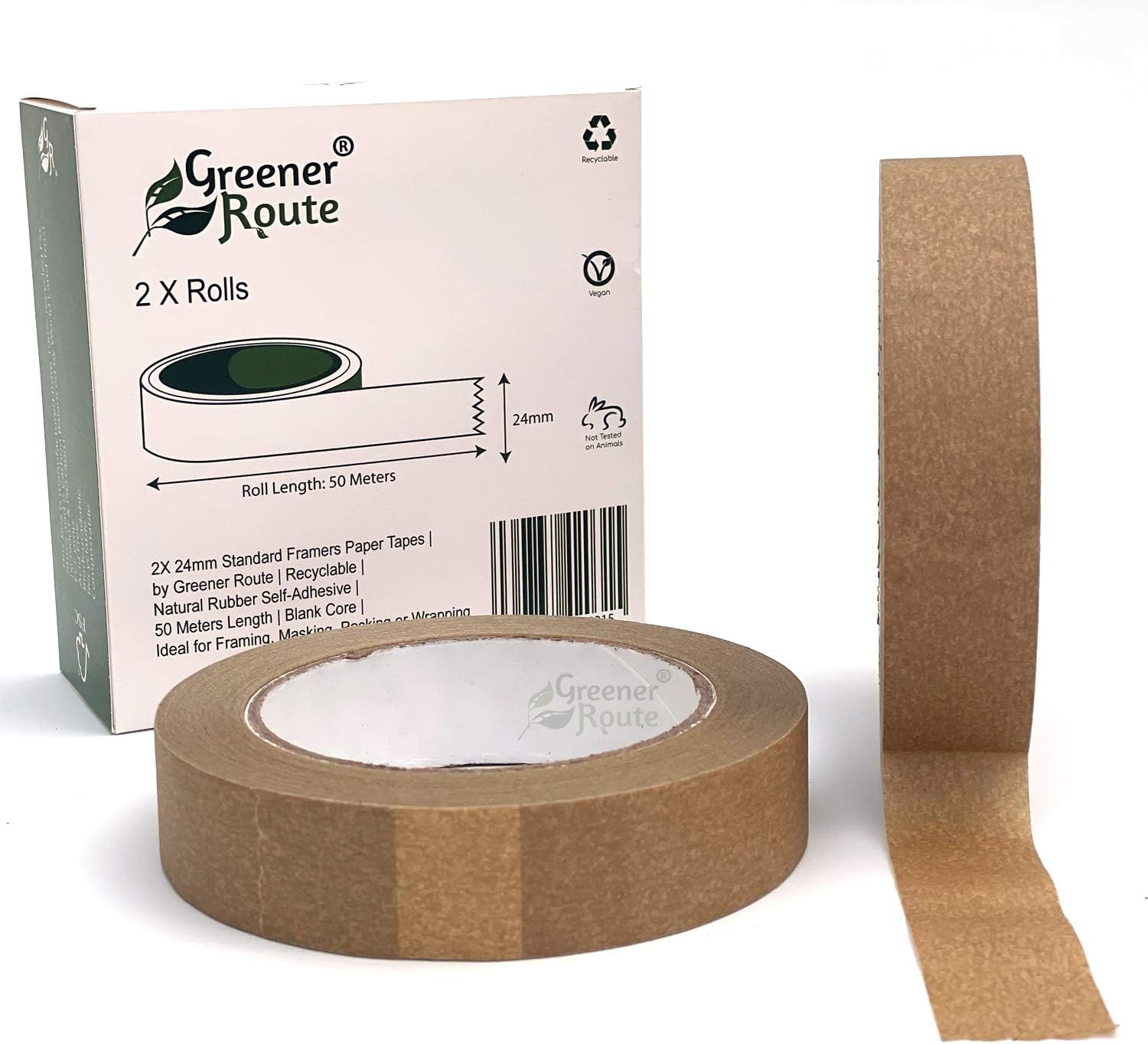 2X Standard Paper Tape 24mm by Greener Route, Brown