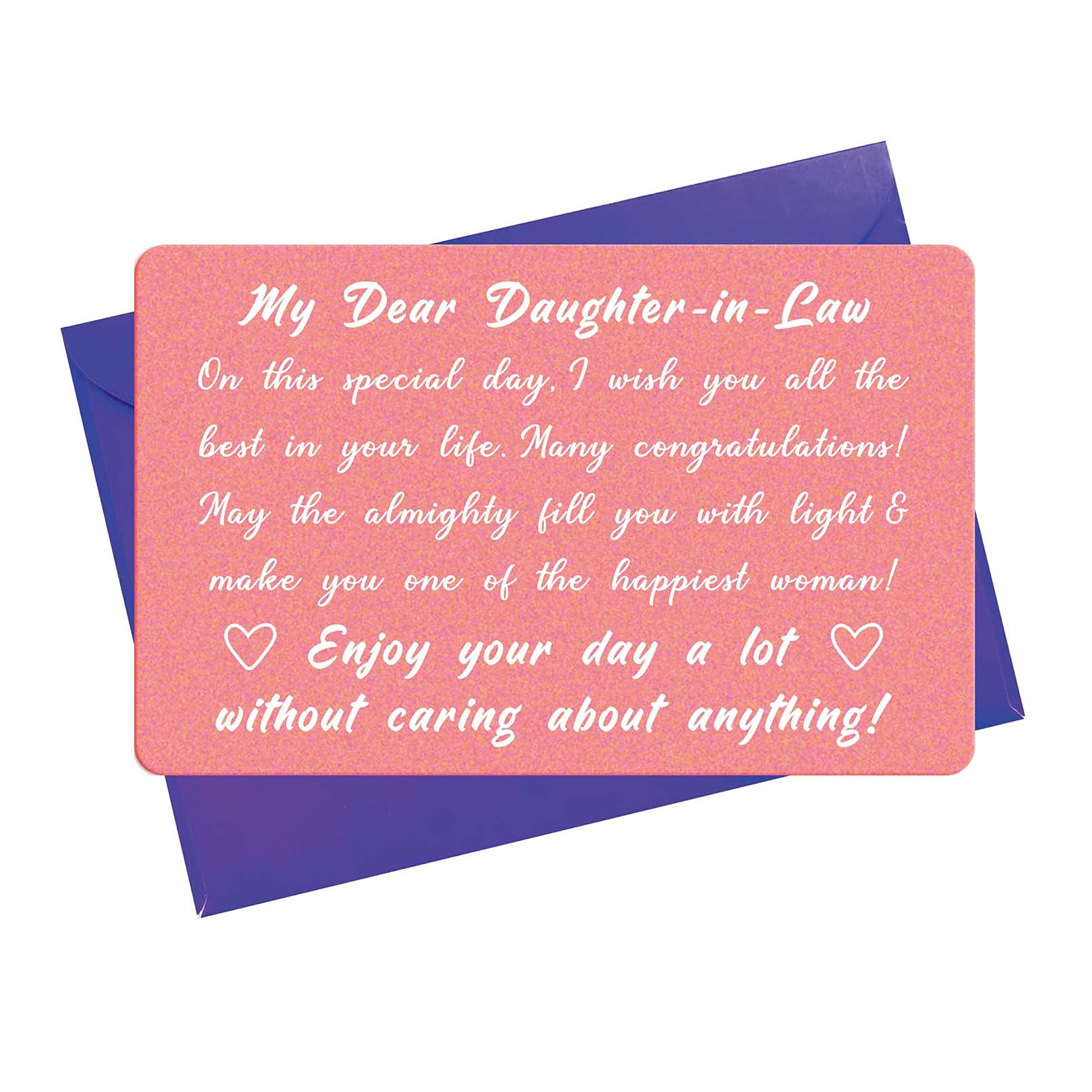 TGCNQ Daughter in law Birthday Gifts Daughter in law Birthday Card - Engraved Wallet Card, Dear Daughter in law, I Wish You All The Best In Your Life