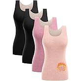 Mexholin 4/5 Pack Thermal Tank Tops Women Fleece Lined Underwear Tops Camisoles Sleeveless Undershirt Warm Base Layer Vest
