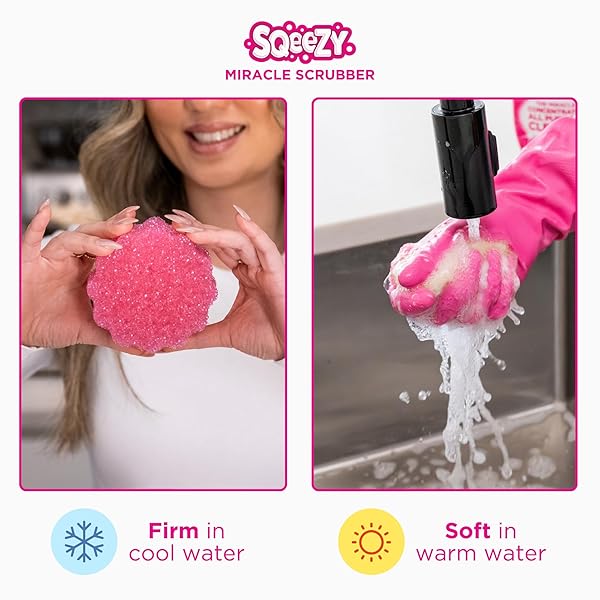 STARDROPS – THE PINK STUFF MIRACLE CLEANING PASTE & SQEEZY SCRUBBER SPONGE BUNDLE – ALL-PURPOSE, NON-SCRATCH CLEANER FOR KITCHENS, BATHROOMS, WALLS, FLOORS, POTS, GROUT, AND MORE