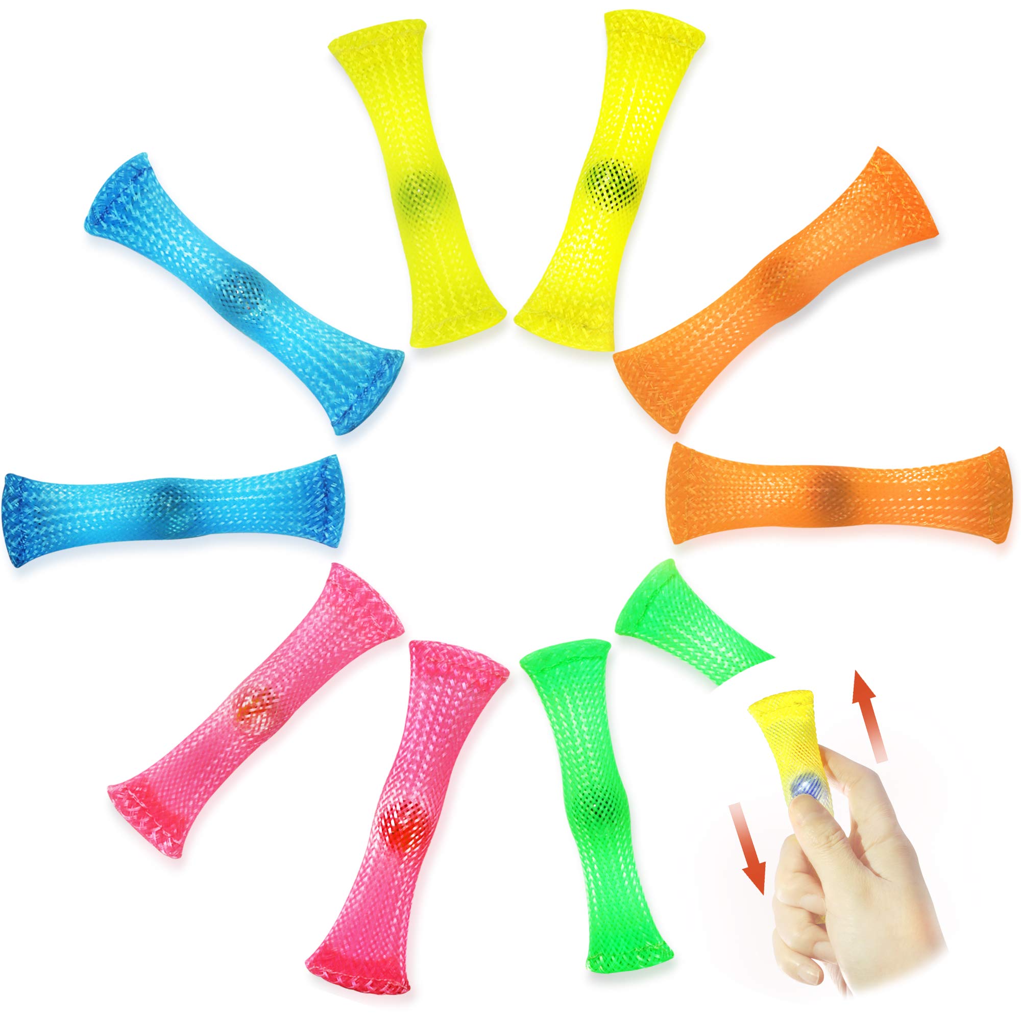 Novelty Place Mesh and Marble Fidget Toys 10 Pcs - Slide Push Squeeze Stress Relieve Anti-Anxiety for Adults & Kids - Mesh Texture Sensory Tools Help with ADHD/ADD/OCD, Autism & Depression