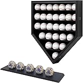 Grintus 30 Baseball Display Case Wooden Baseball Holders for Balls Display Wall Mount Baseball Shadow Box with Lockable Anti Fade UV Protection Acrylic Door for Autograph Balls Collection Storage