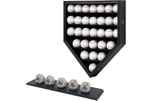 Grintus 30 Baseball Display Case Wooden Baseball Holders for Balls Display Wall Mount Baseball Shadow Box with Lockable Anti Fade UV Protection Acrylic Door for Autograph Balls Collection Storage