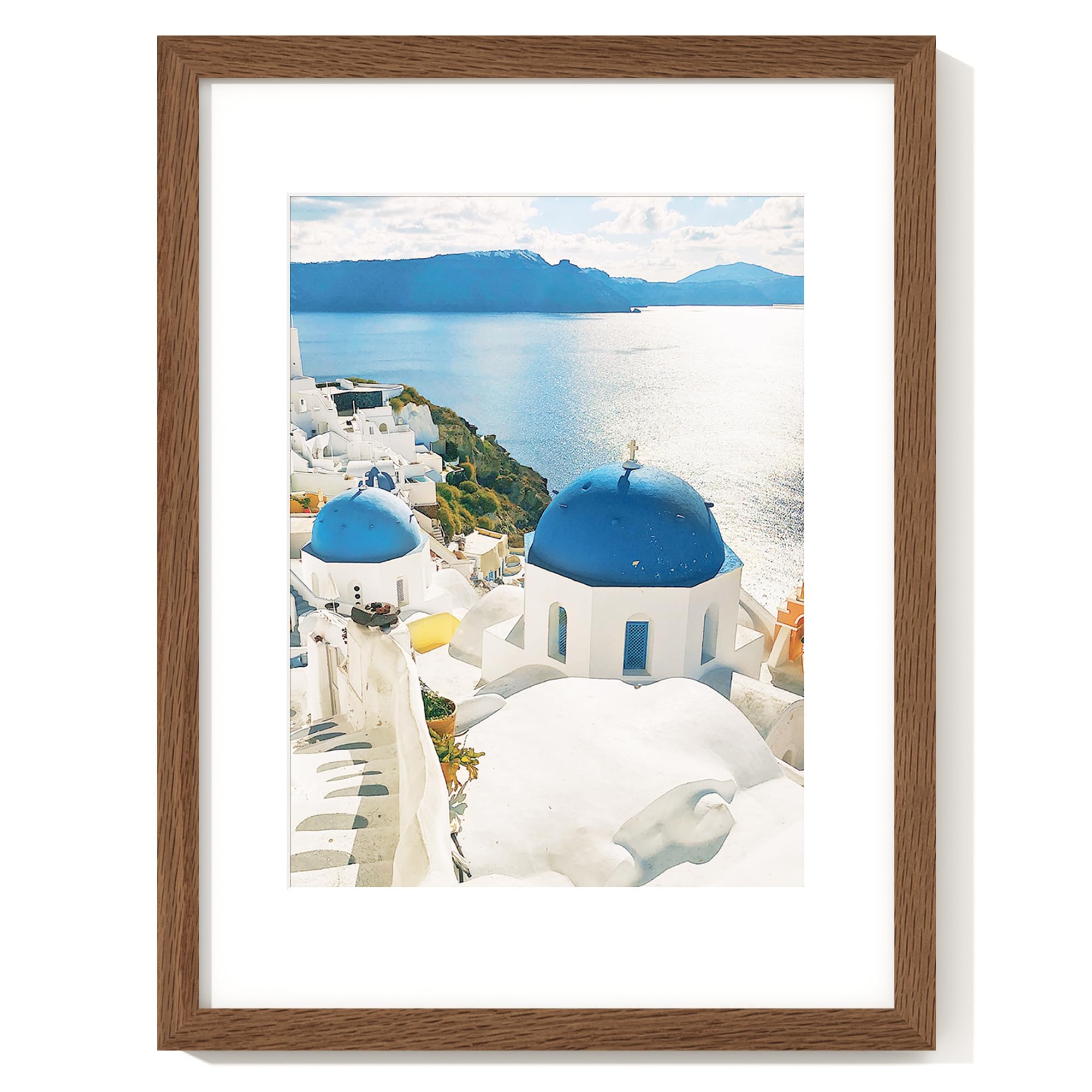 Photo 1 of Axeman 12x16 Picture Frame with Mat for 8.5x11, Solid Oak Wood Frame w/Tempered Real Glass, Wooden Certificate Document Frame Horizontal and Vertical Formats for Wall with Wall Hook Included, Walnut