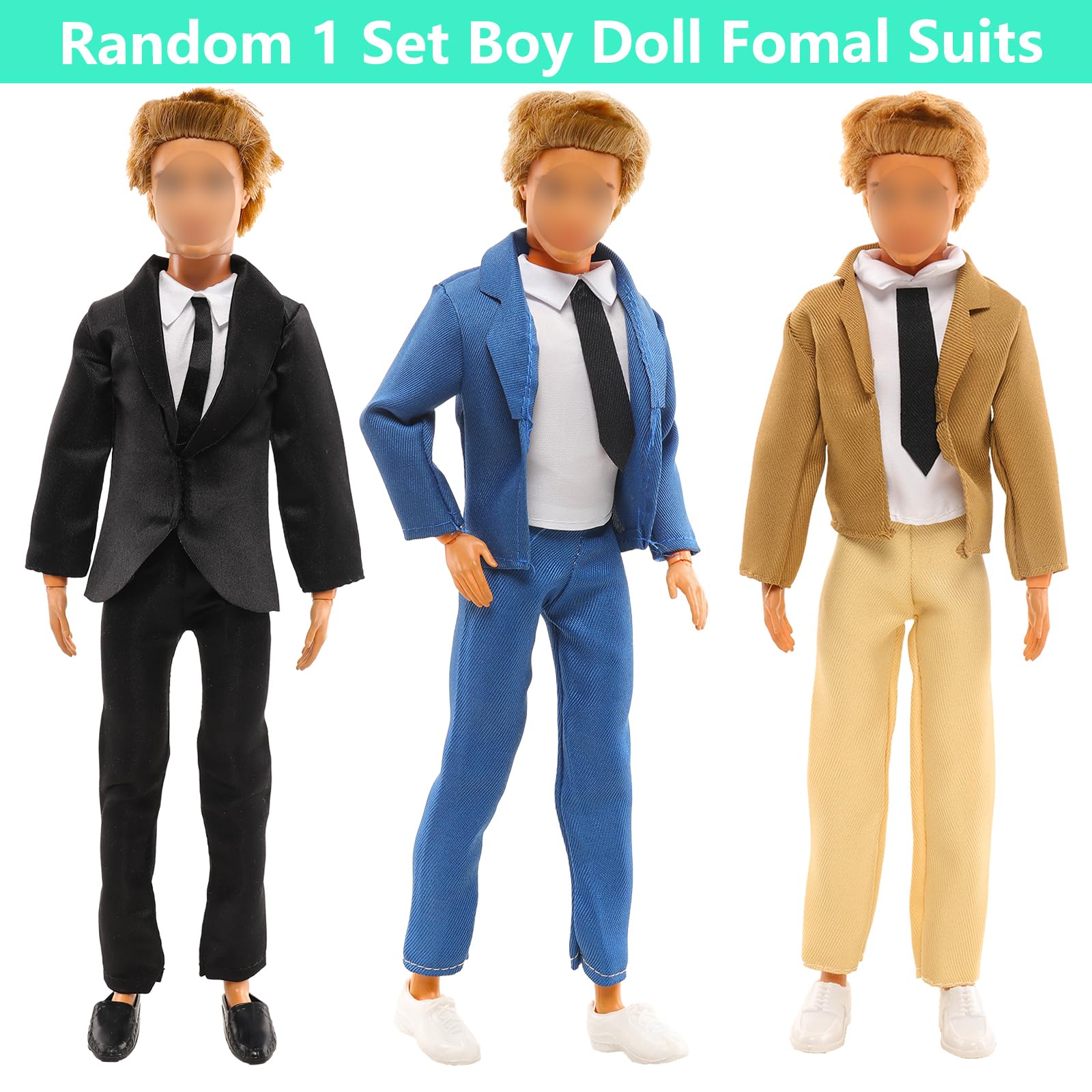 Miunana Lot 16 Items Doll Clothes & Accessories Classic Black Suit for Boy Doll Include Random 4 PCS Casual Wear + 5 PCS Dolls Pants + 3 Pairs of Shoes Laptop Water Bottles